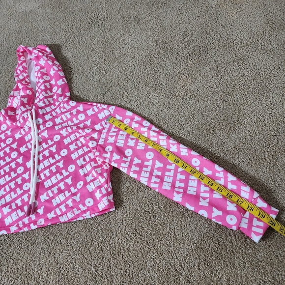 SHEIN x Hello Kitty Pink Cropped Hooded Sweater - Picture 3 of 6